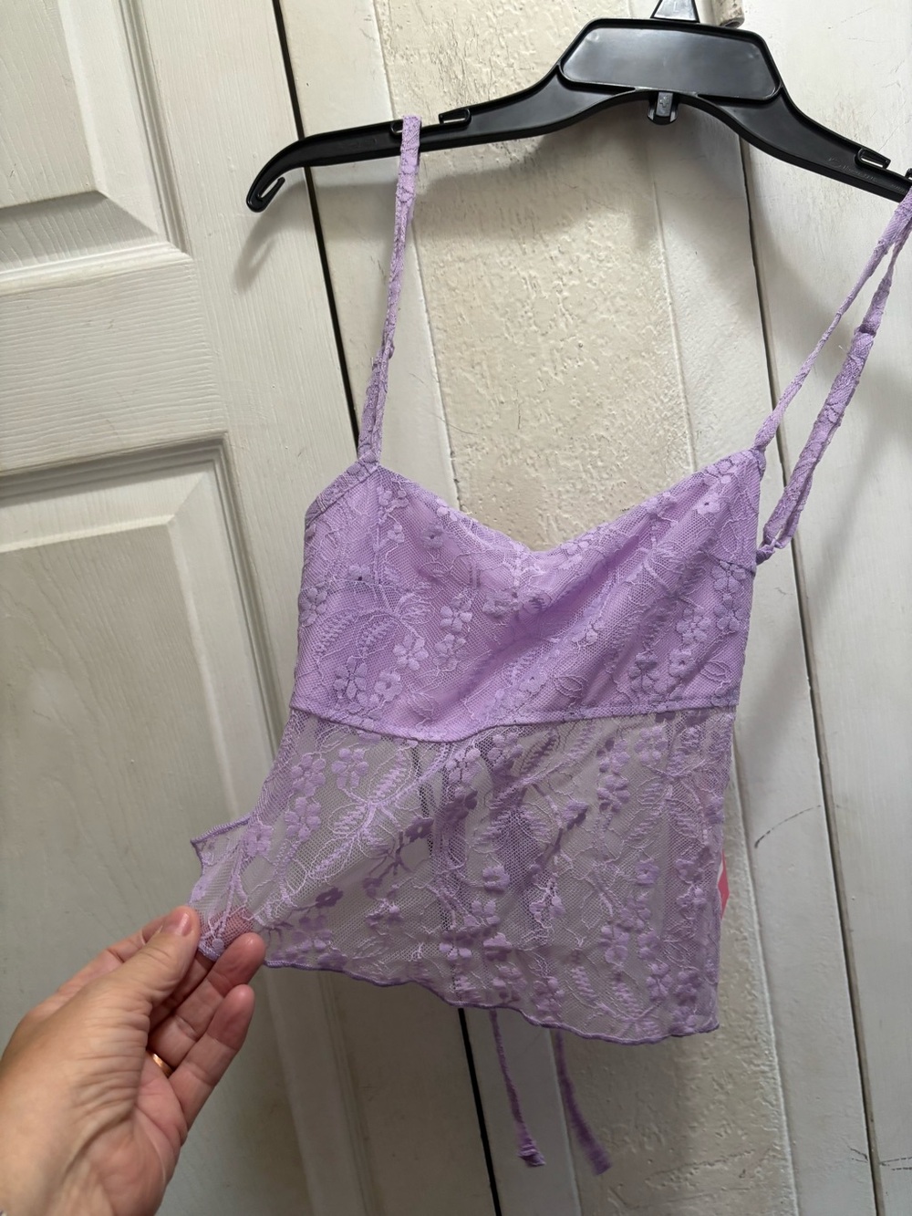EdiktedLilac Lace Camisole with Sheer Floral Bodice